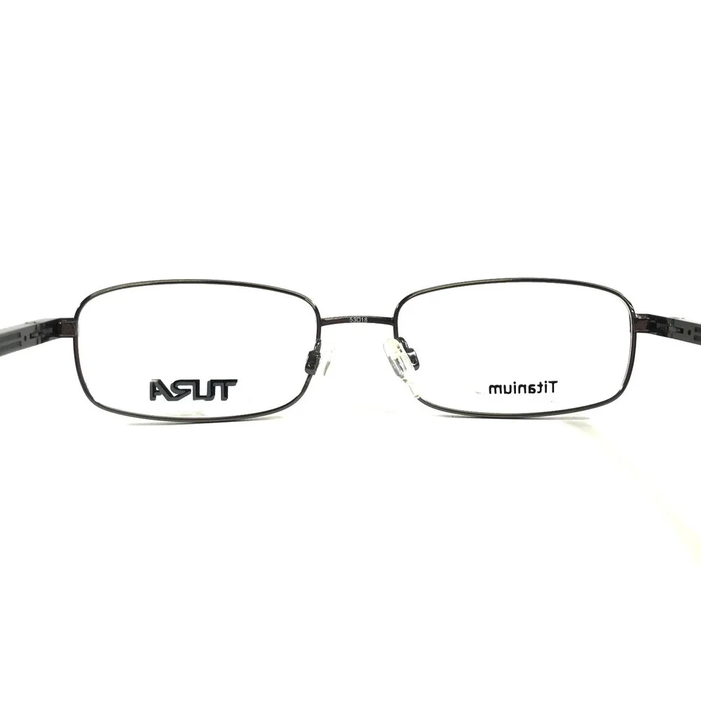 Tura Eyeglasses Frames T124 GUN Gunmetal Rectangle Wire Rim Titanium 53-18-145